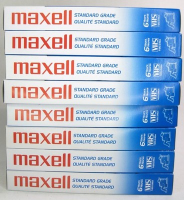 Vintage VHS Tape Lot of 8 Used Tapes Maxel Model T-120 246m With Cases