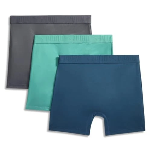 PSP24M15815 PUMA Calzoncillos boxer ultra suaves para hombre 3Pk Negro, Verde, Gris Talla S Foto 2 de 3