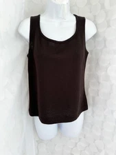 St John PETITE Brown Santana Knit Sleeveless tank top shell Top Sweater Classic