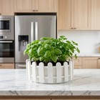 Picket Fence Flower Planter Box, Round Plastic Flower Pots for Succulent