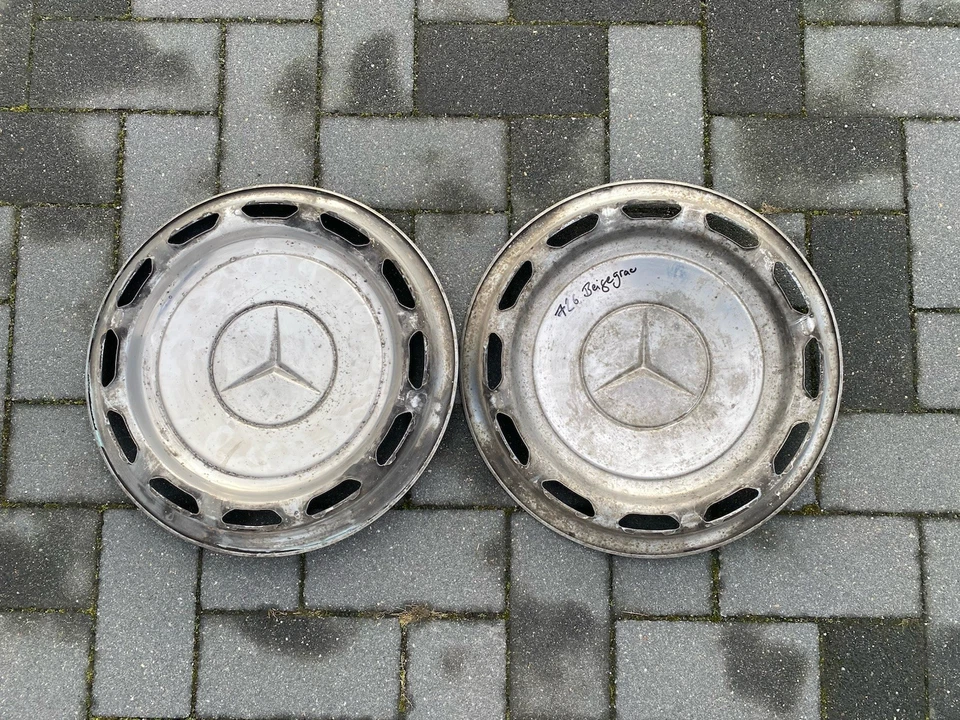 Mercedes W114 W115 W123 W116 W108 Chrom Rad Kappe Kappen 14 Zoll Beige Grau - Bild 4 von 4