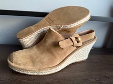 Women VERONICA BEARD SEKI tan Suede Slingback Espadrille Wedge sz 12