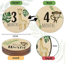 10X10CM 7Pcs Milestones Monthly Cartoon Animal 2 Sided Cute Growth Keepsake Baby