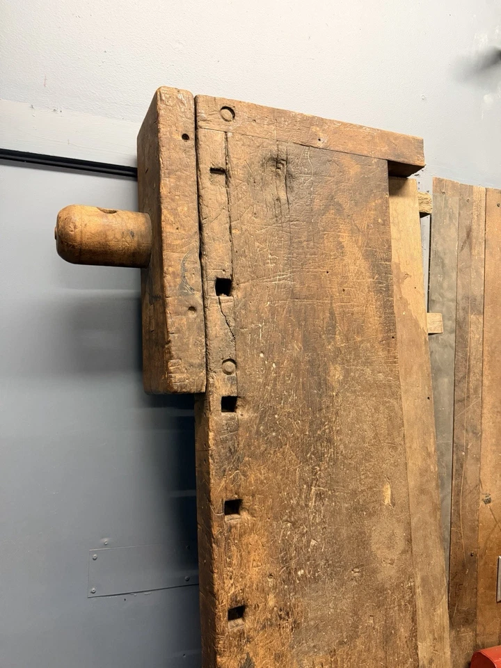 Antique carpenters Workbench W/ Vice Repurpose No Legs industrial wood counter - Image 4 of 4