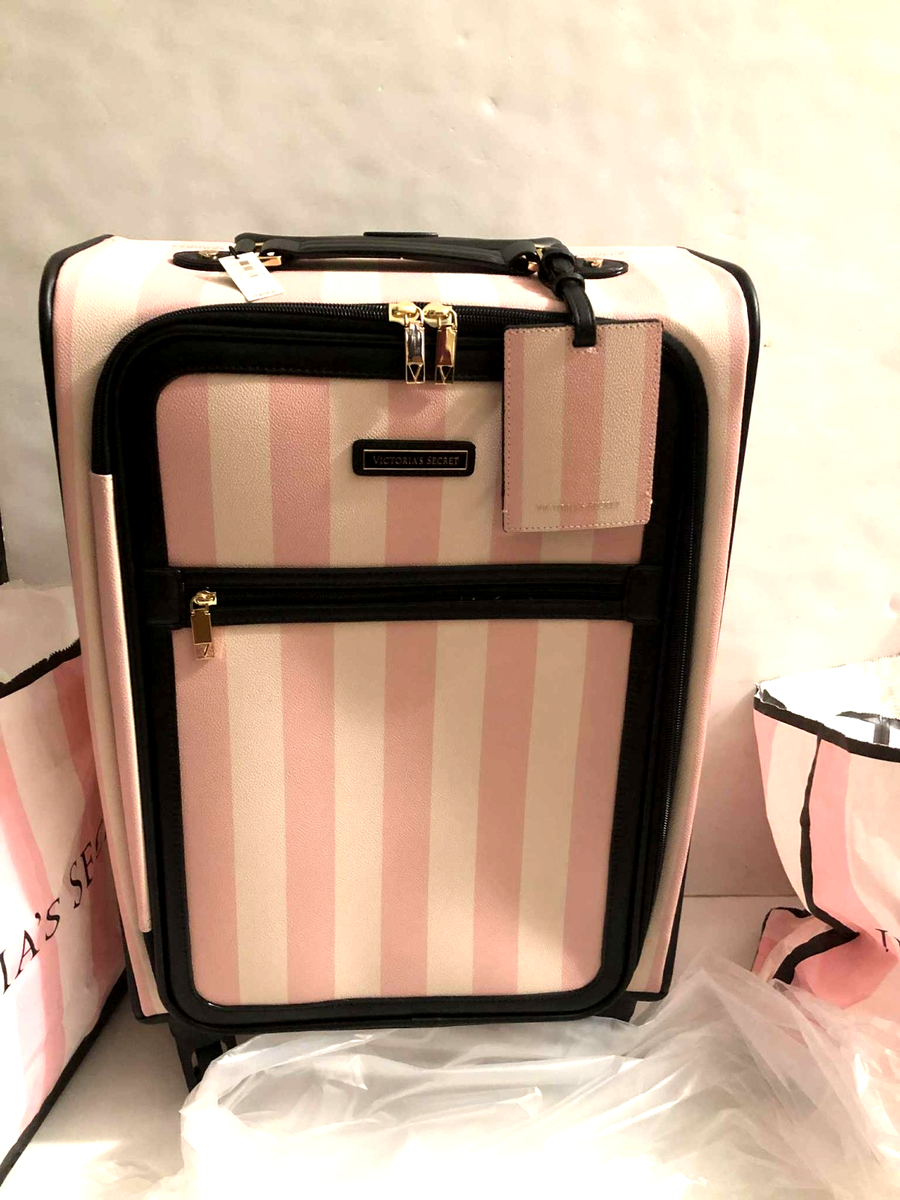 Victoria's Secret Iconic Pink Stripe Carry-On Wheelie Suitcase