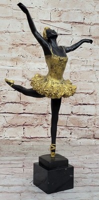 Milo`s Hot Cast Sculpture: Gold Patina Ballerina, Artistic Dance Trophy Gift NR