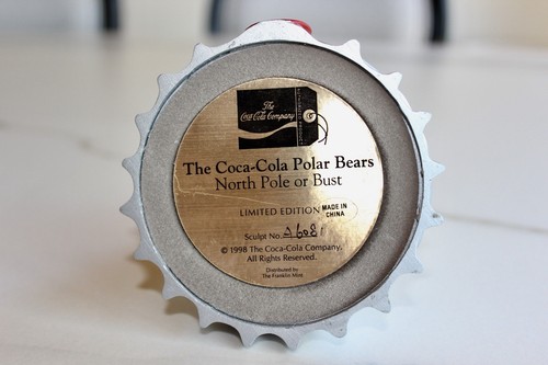 1998 Franklin Mint Coca-Cola Polar Bears "North Pole Or Bust” Collectible - Picture 6 of 6