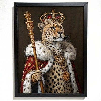 Regal Gepard Monarch Kunstdruck gekrönte Wildkatze königliches Portrait Gepard Wandbild
