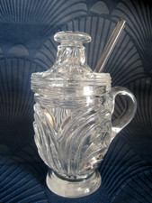 Ancien Moutardier Cristal massif  BACCARAT St LOUIS ? très beau motif de vagues