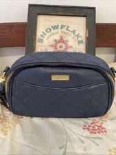 Joy & Iman Navy Double Zip Crossbody Handbag