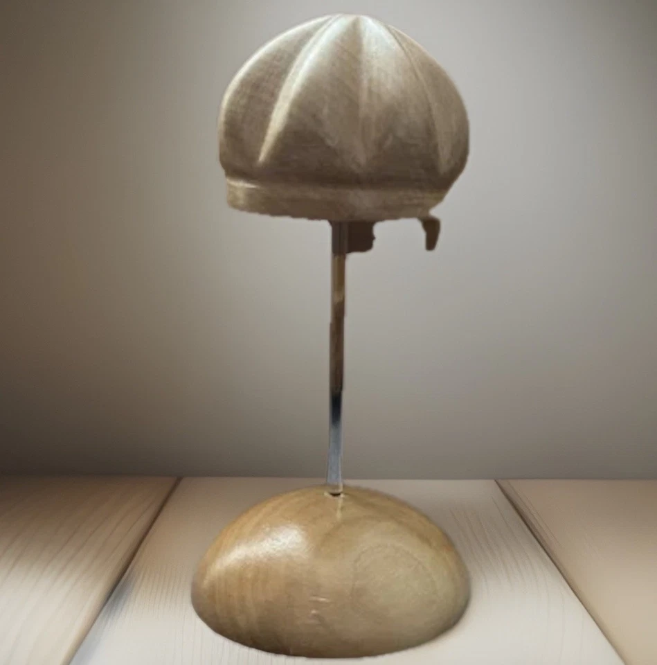 Set of 2 BINI FIRENZE 7.5" Wooden Hat Sculptures Glass Stick Wood Bases ITALY - Image 4 of 4