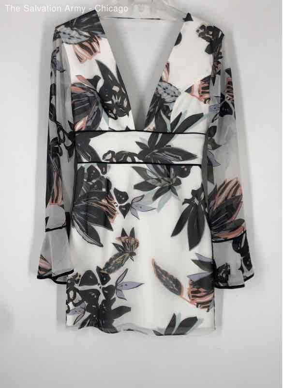 Keepsake Womens Multicolor Floral V-Neck Long Sleeve Mini Dress Size XS