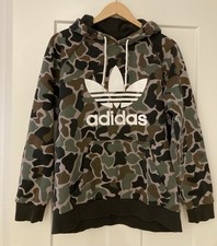 Adidas Camo Hoodie Men  s Large Trefoil Sweatshirt Camouflage Green Brown