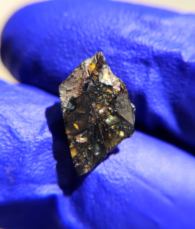 NWA 16774 Pallasite Meteorite 0.932g End Cut | Colorful Olivine Crystals | COA