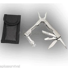 4 Pack Survival Multi Tool LED Light Knife Saw Screwdriver Plier Sheath Kit