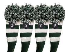 3579 GREEN WHITE KNIT POM POM Classic golf club Headcover Head covers Set