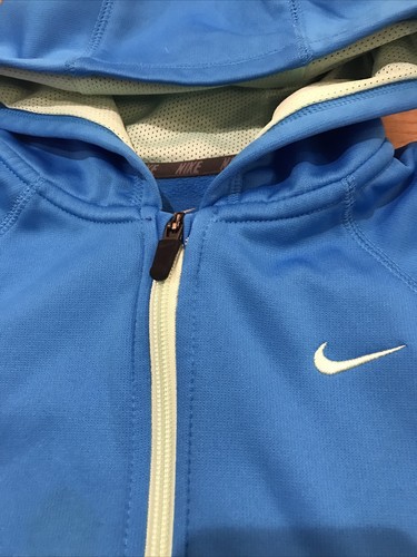 Nike Girls Therma-Fit Hooded Sweatshirt Full Zipper Long Sleeve Size Medium Blue - Picture 2 of 6