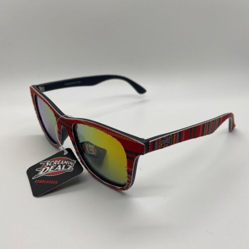 Mops Damen Retro Sonnenbrille Cat Eye grau verspiegelte Gläser Stoff Material Gestell - Bild 3 von 9