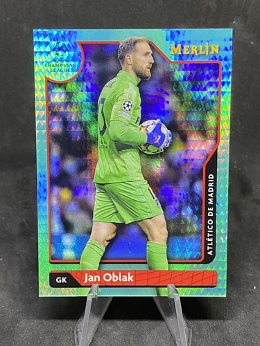 Jan Oblak 2021-22 Topps Merlin Chrome UEFA Aqua Refractor SP #60 Atletico Madrid