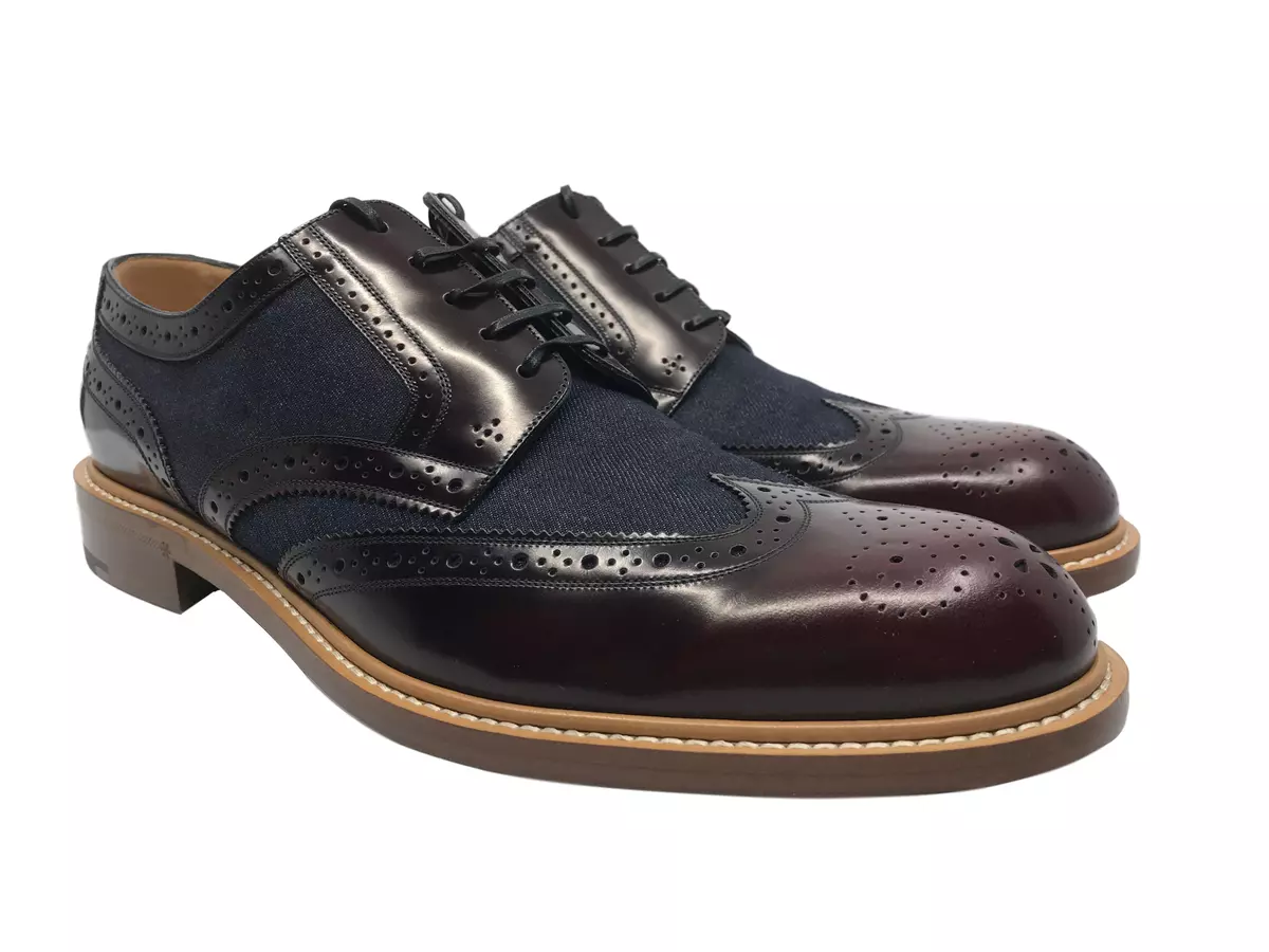 Louis Vuitton Men's Navy Leather Voltaire Derby Shoes size 8 US / 7 LV