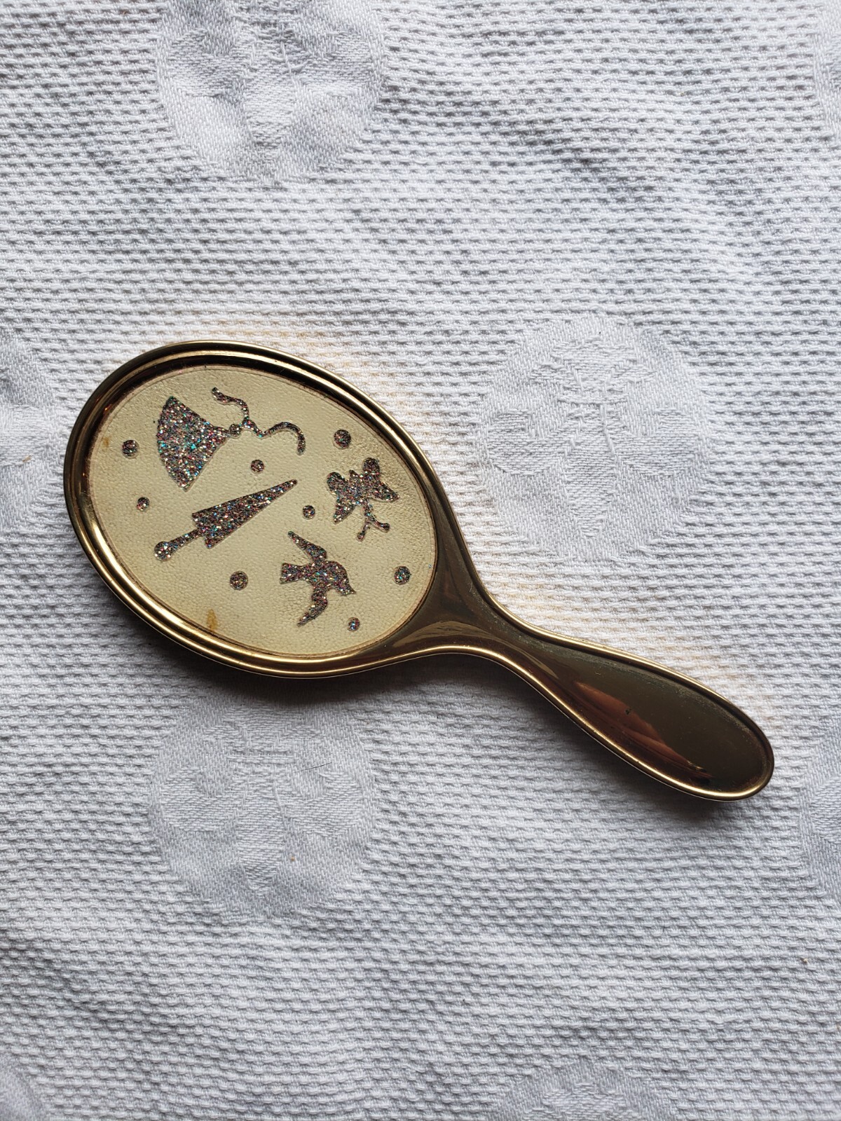 Vintage Gold Tone Hand Held Purse Mirror eBay