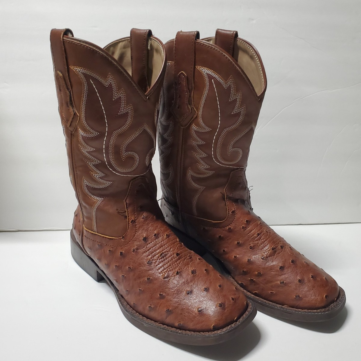 Roper Bumps Mens Tan Faux Leather Ostrich Western Boots | eBay