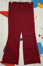 Vintage 70s Bell Bottom Pants 31x33 Wide Leg Flare Bareback Big Belt Loops Twill