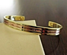Pure Copper Magnetic Bracelet Arthritis Energy Cuff - Copper Gold Plated