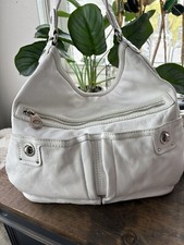 Marc By Marc Jacobs White Leather Turnlock Pockets Slouchy Hobo Shoulder Bag