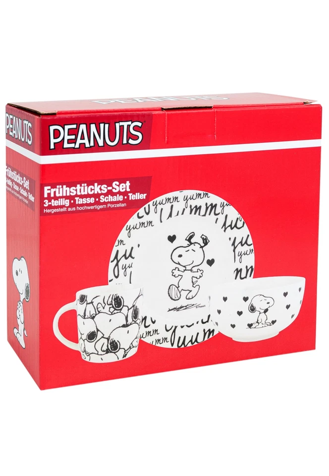 Snoopy Frühstücksset Kinder Snoopy yumm Geschirr Set Porzellan 3-teilig mit T... - Bild 3 von 3