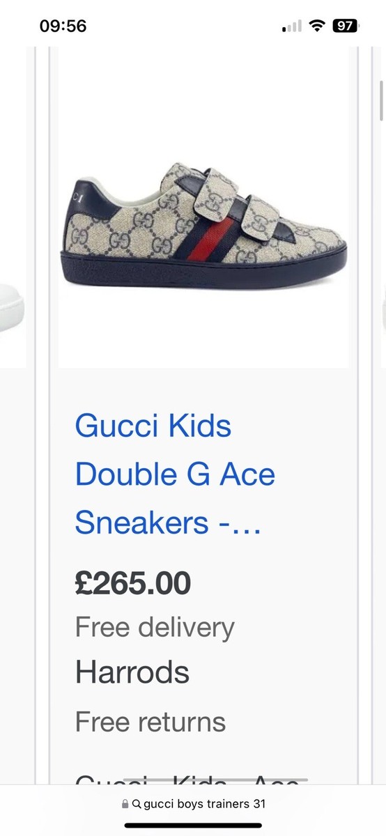 Gucci Kids Ace Trainers Sneakers 31 £265 Bought From Harrods UK