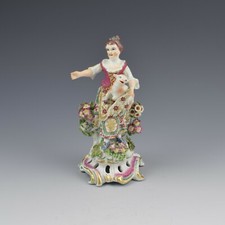 Bow Porcelain Figure Girl Shepherdess With Lamb In Apron c.1762-1764 Antique