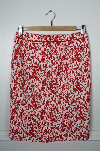 Halogen Skirt 2P Petite Red White Geometric Print Pencil Straight - Picture 4 of 5