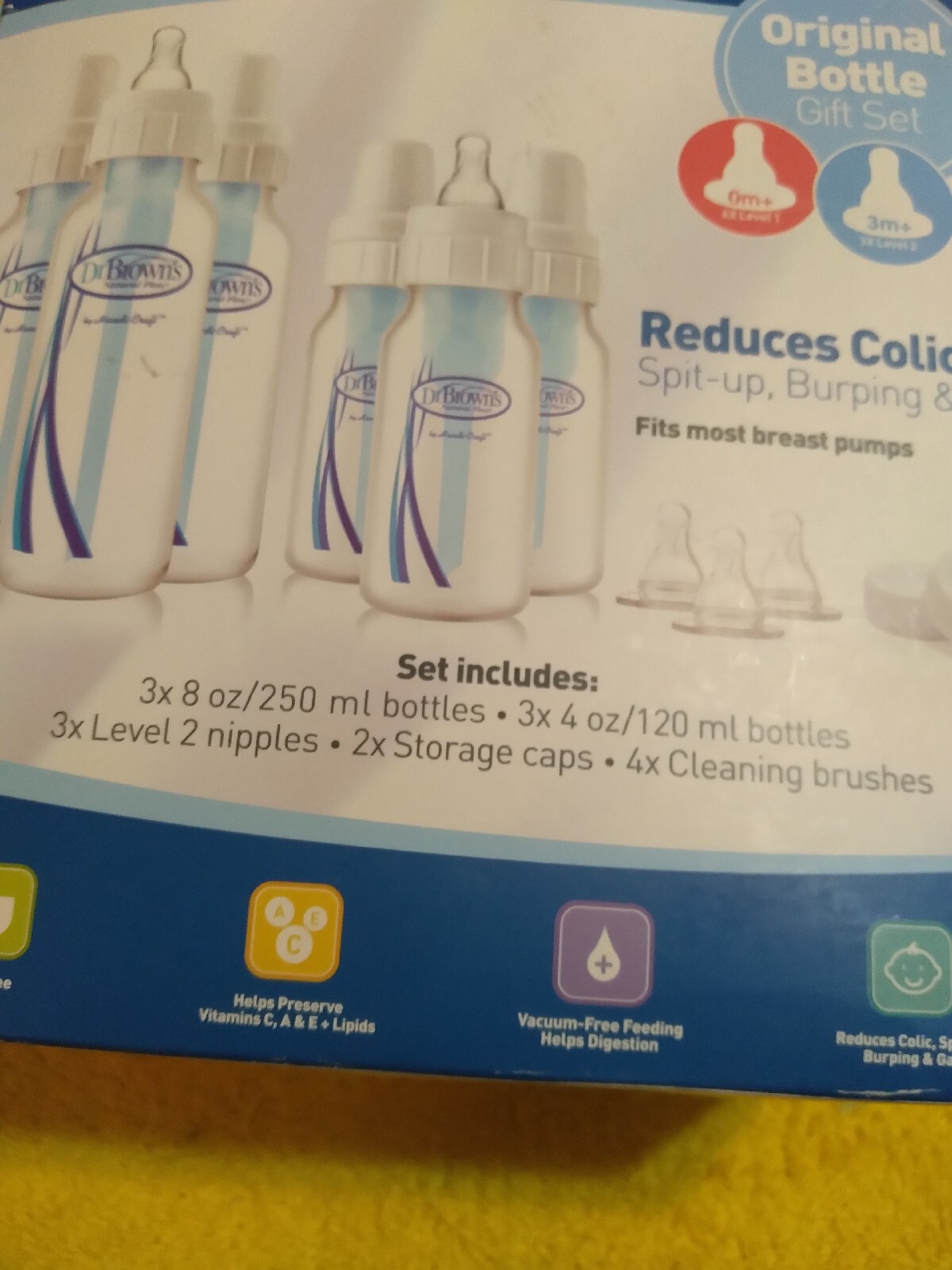 Dr Brown's Natural Flow Original Baby Bottle Gift Set 0m-3+m  New