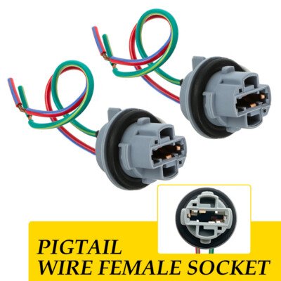 2Pcs Front Turn Signal Light Bulb 7440 T20 Light Socket Harness Wire For 12V Car