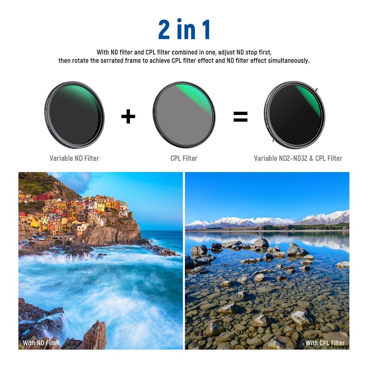 ND2-ND400 Neutral Density NEEWER 77mm Variable ND Filter - Adjustable ...