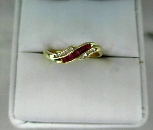 2 Ct Princess Cut Simulated Red Ruby Wedding Band Ring 14k Yellow Gold Plated