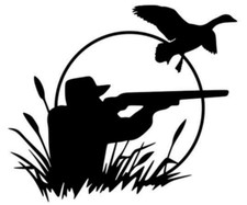 MAN SHOOTING BIRDS VINYL STICKER FOR CAR,WALL,WINDOW, 4"