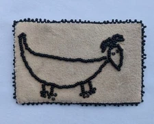 Native American Petroglyph inspired Beaded Pin on Brain-Tanned Leather