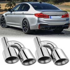 Dual 2.5" In 4" Out Quad Exhaust Tips Double Wall For 5 Series G30 530i 540i M5