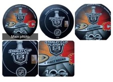 1917 2017 STANLEY CUP PLAYOFFS ANAHEIM DUCKS V CALGARY FLAMES HOCKEY PUCK NHL