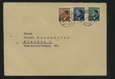 Bohemia & Moravia  3  Hitler  stamps  on cover  local use           KEL0420
