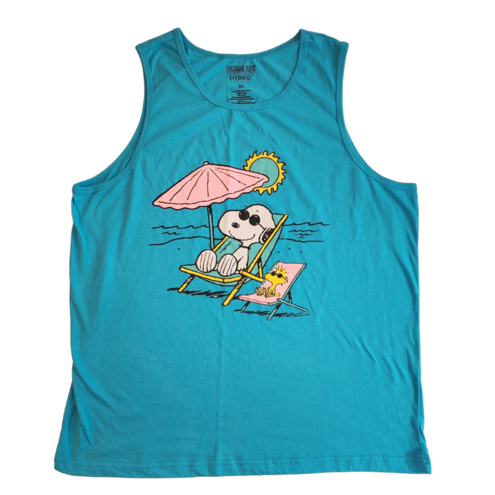 Peanuts Snoopy Woodstock Beach Novelty Tank Top Workout Vacation Mens XL NWT