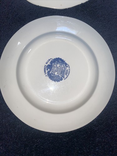 Vintage Liberty Blue Staffordshire Historic Scenes Independence Hall Plates - Picture 8 of 8