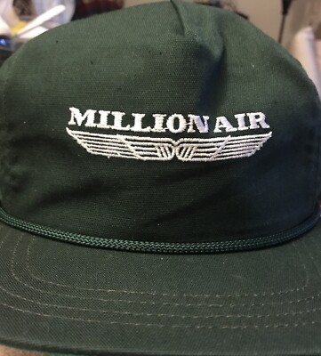 Vintage Duckster Hunter Green Cap USA MILLION AIR Green Embroidered White NEW!!