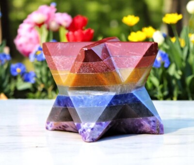 Großer 7chakra Kristall Merkaba Stern Handarbeit Kristall Home Office Deko Stern