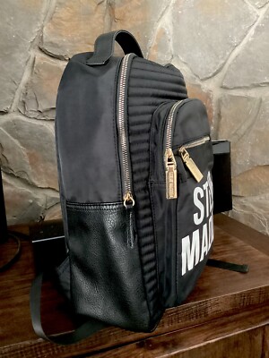 Steve Madden Logo Print Backpack w/Wristlet Nylon EUC Black  display picture 3