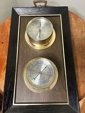 Vintage SPRINGFIELD Weather Station Temp, Barometer Made in USA MCM Faux Wood