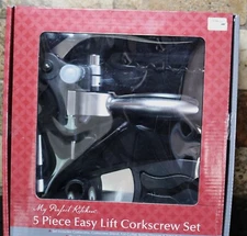 Corkscrew Wine Opener Set 5 Piece Easy Lift My Perfect Kitchen New in Box