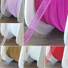 Beautiful 3mm Crystal Shimmer Organza Ribbon With Woven Edge Sheer Chiffon 1M